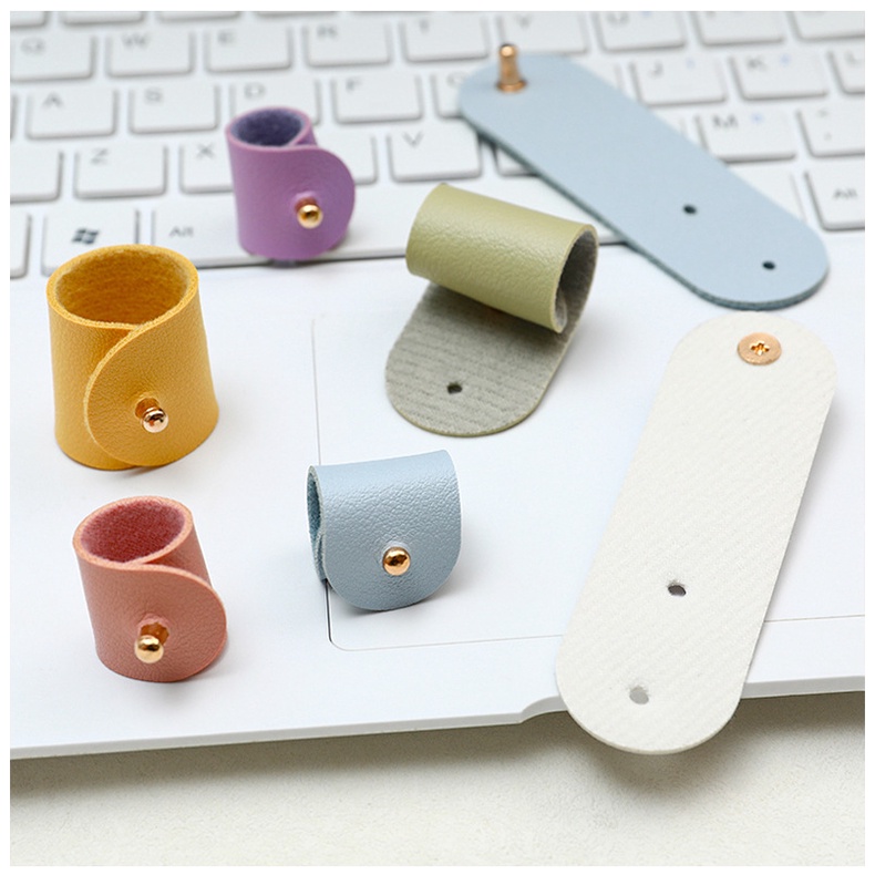 Dây quấn thu gọn cáp sạc tai nghe bằng da đa năng