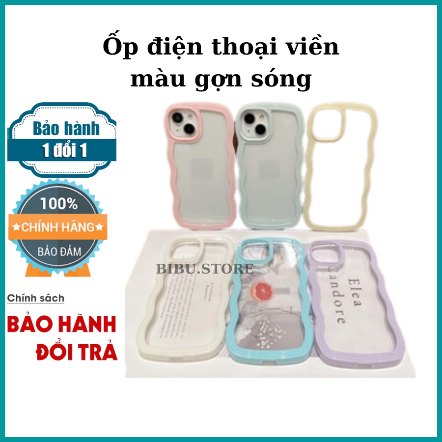 Ốp lưng ip silicon viền màu gợn sóng mây dùng được 2 kiểu màu pastel dành cho ip