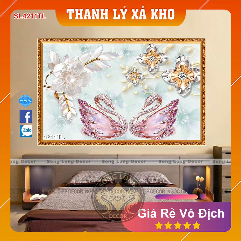 [FREESHIP] Tranh Dán Tường 3D Phòng Ngủ - SL4211TL-Tranh 3d Trang Trí Nhà Cửa - Song Long Decor