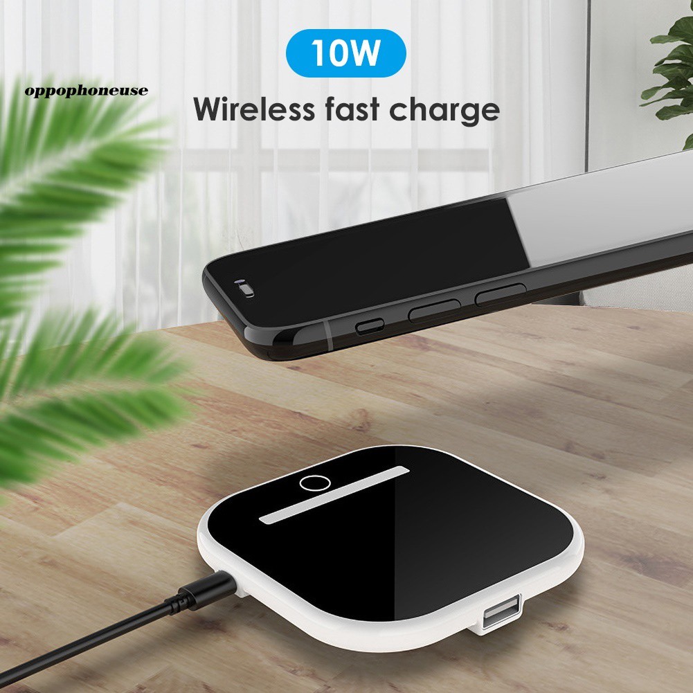 【OPHE】10W Qi Wireless Mobile Phone Charger Fast Charging Pad with 3 Mode LED Light