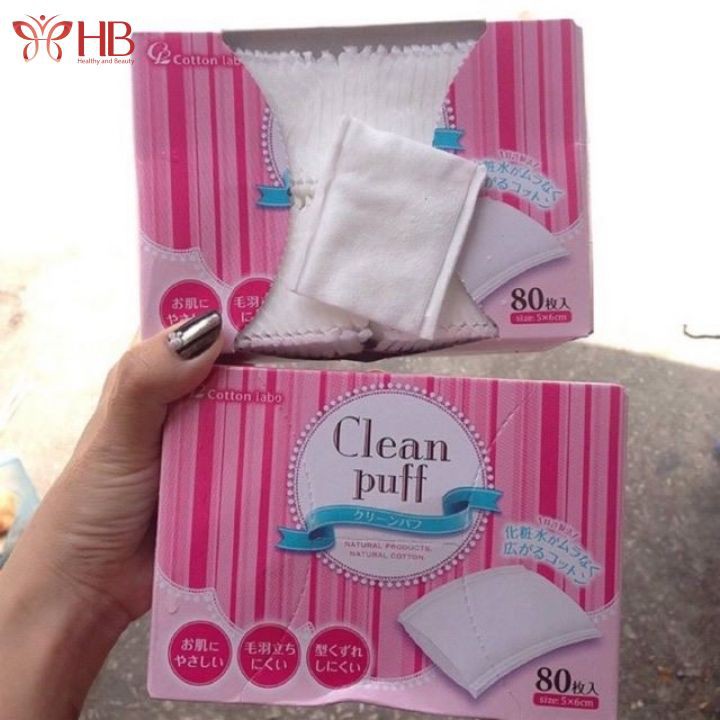 Bông tẩy trang cao cấp số 1 Clean Puff Nhật Bản (80 cái/hộp)