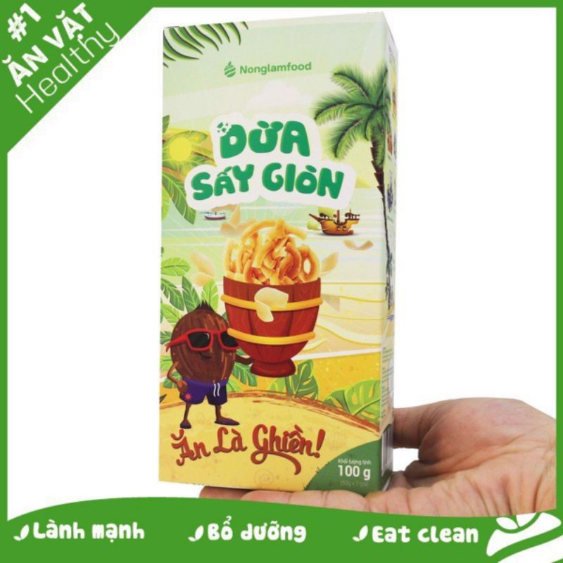 DỪA SẤY GIÒN HỘP 100G - NÔNG LÂM FOOD