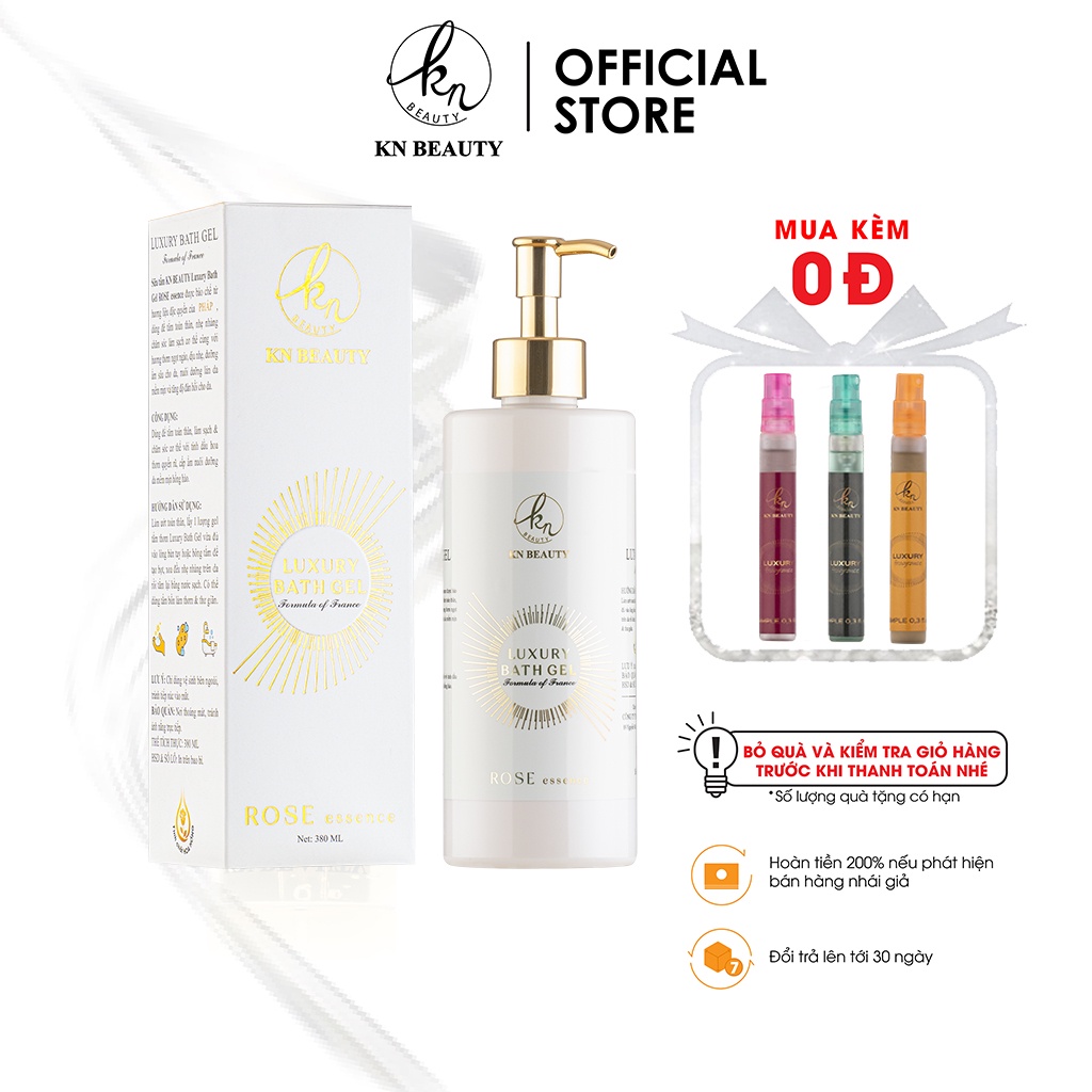 Sữa tắm KN Beauty tinh chất Hoa Hồng – Luxury Bath Gel ROSE essence 380ml tặng nước hoa mini