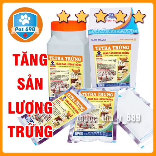 TETRA TRỨNG V 1KG Tăng sản lượng trứng, kéo dài chu kỳ đẻ, trứng to và đều cho vật nuôi, gia cầm, thủy cầm, chim cảnh