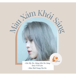 thuốc nhuộm tóc xám khói sáng+tặng kèm trợ dưỡng