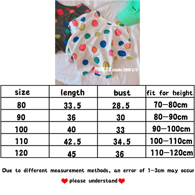 Áo Thun Tay Ngắn In Hình Mặt Cười Chất Liệu Cotton Phong Cách Hàn Quốc Mới Cho Bé