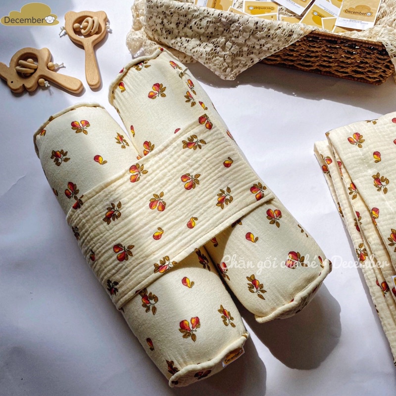 &lt;FREESHIP&gt; Chăn gối cho bé December siêu xinh cho bé sơ sinh hoạ tiết Quả Lê vintage