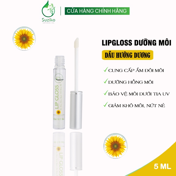 LipGloss dầu dừa SUZIKO nguyên chất từ thiên nhiên giúp dưỡng ẩm cải thiện môi khô 5ml