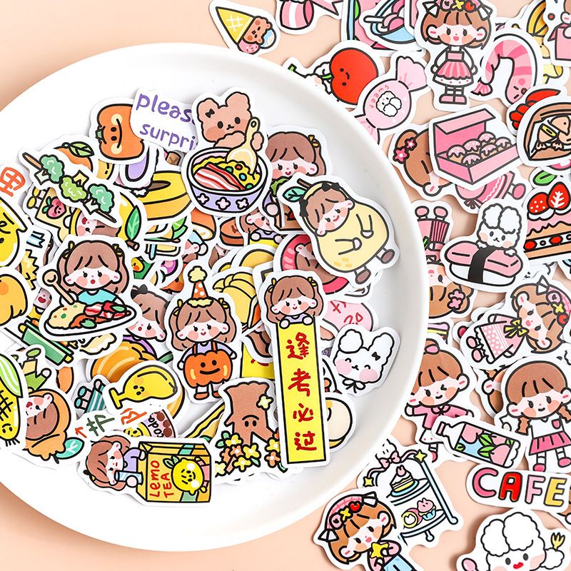 Túi 100 miếng dán sticker hoạt hình dễ thương