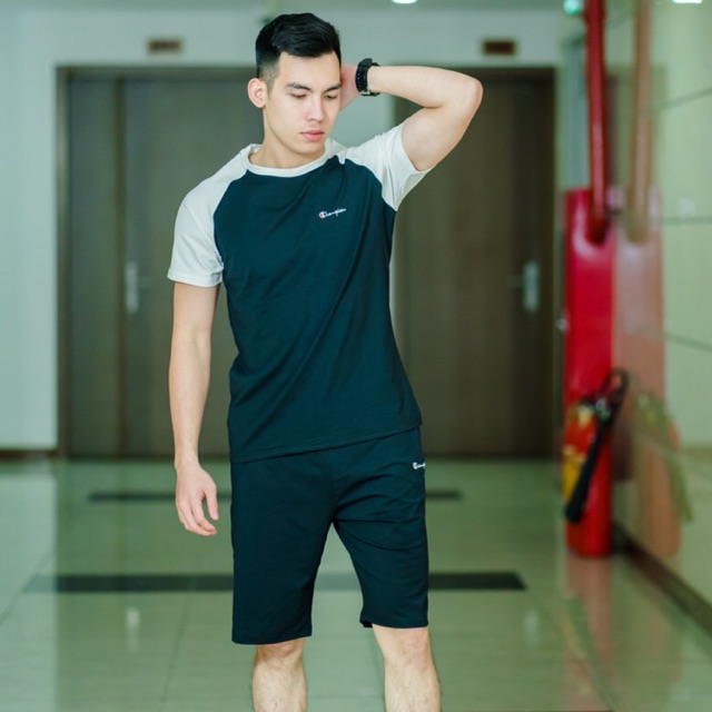 Bộ Quần áo thể thao trơn cotton thun lạnh - bộ thể thao nam trơn siêu men