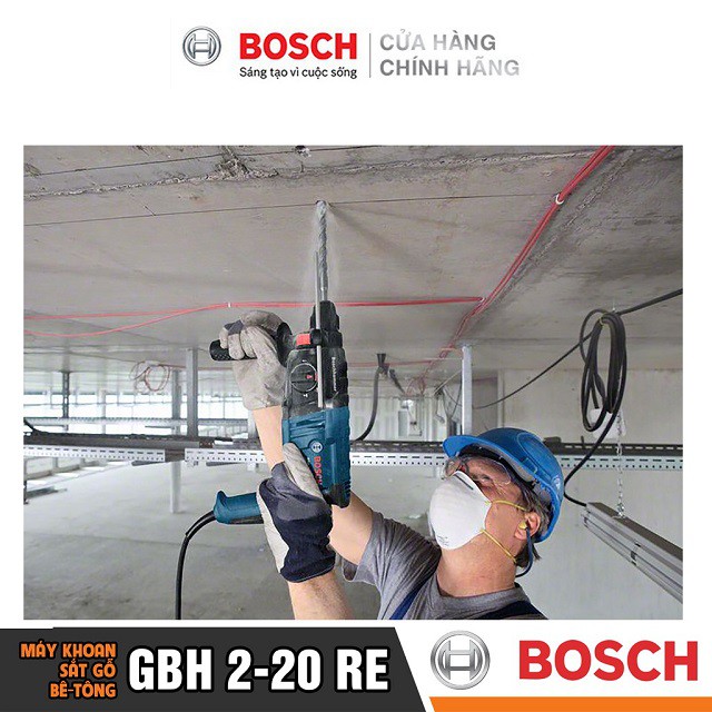 [CHÍNH HÃNG] Máy Khoan Búa Bosch GBH 2-20 RE (20MM-600W) - Chuyên Khoan Bê Tông, Giá Đại Lý Cấp 1, Bảo Hành Toàn Quốc