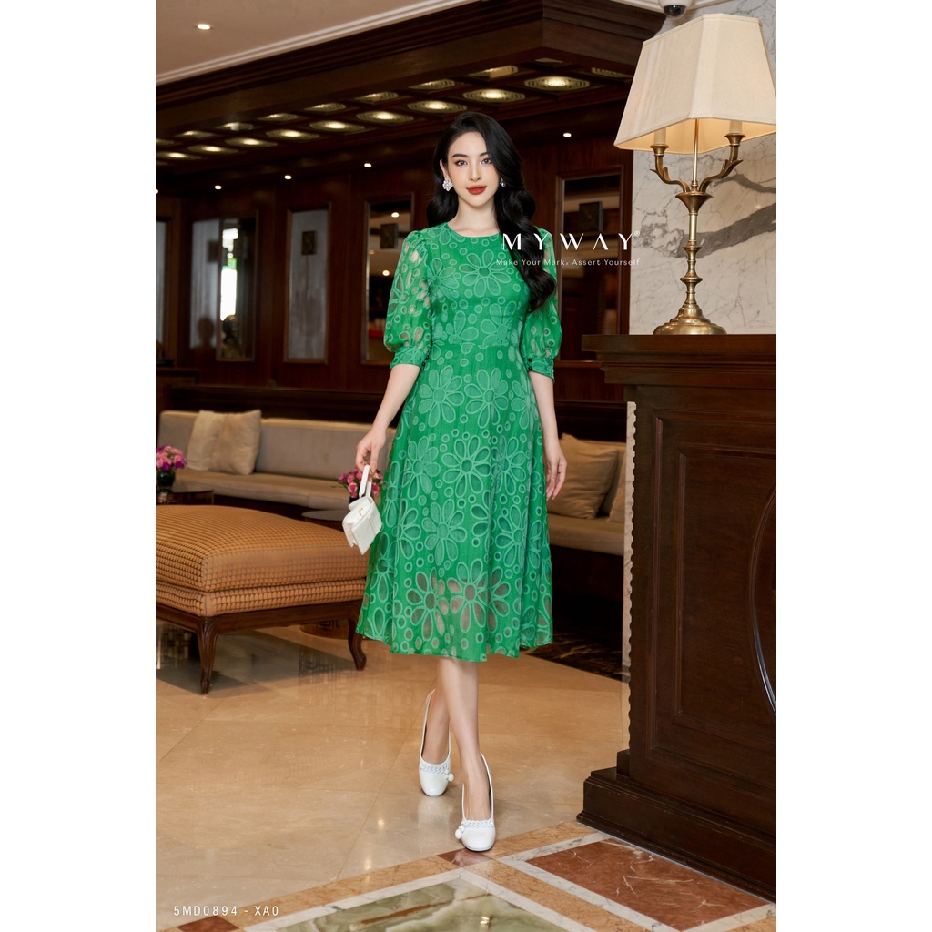 Đầm Ren Nữ Công Sở Dự Tiệc MY WAY Tay Bồng Lỡ Sang Trọng 5MD0894