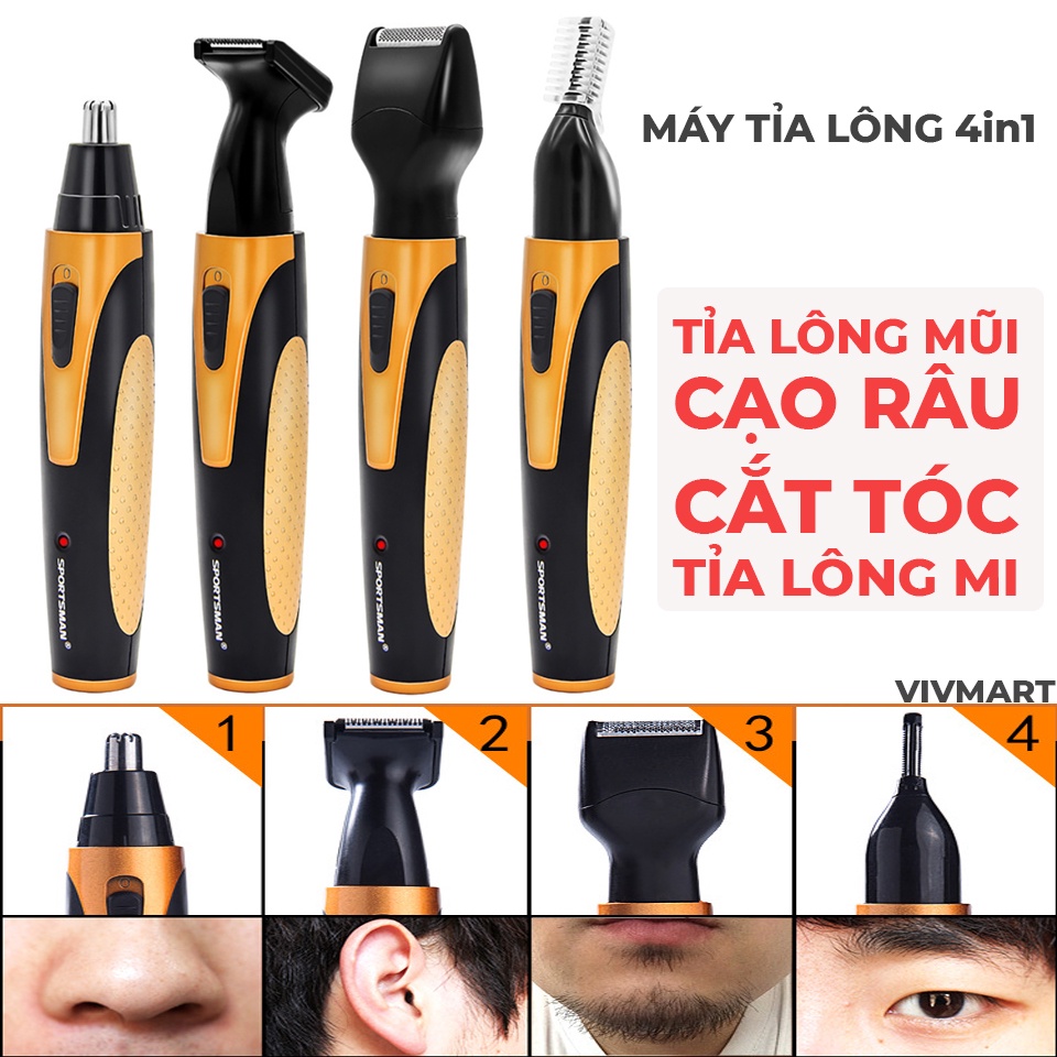 ✅ Máy Cạo Râu, Cắt Tóc, Tỉa Lông Mũi, Tỉa Lông Mày Đa Năng 4 Trong 1 Sportman Cao Cấp