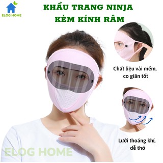 Khẩu trang Ninja kín mặt chất liệu co giãn có kính râm chống nắng, chống tia UV, chống bụi, có lỗ thoáng khí