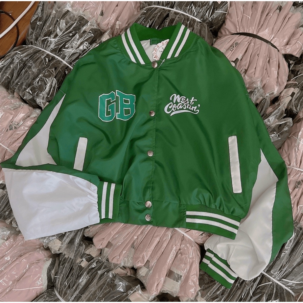 Áo Khoác Bomber Nữ Form Lửng Phối Màu In Chữ GB Cực Xinh Mẫu Mới Cực HOT  - ĐĂNG QUANG CLOTHER