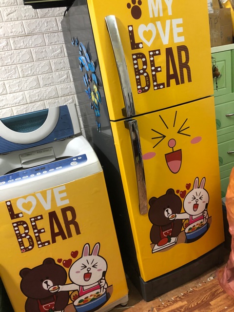 Tranh  dán tủ lạnh-máy lạnh - máy giặt Gấu brown siêu cute HUE DECOR chống nước, màu sắc trẻ trung, làm mới không gian | BigBuy360 - bigbuy360.vn