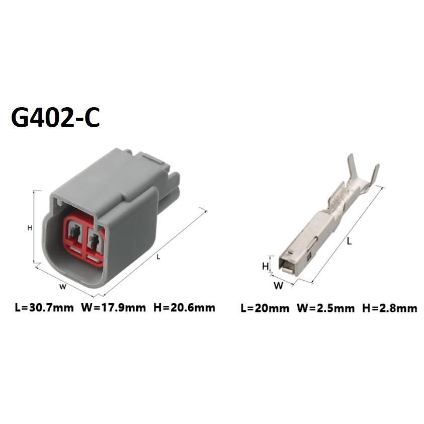 G402-Giắc cắm chống thấm nước trên ô tô 2 lỗ màu xám 1.5mm