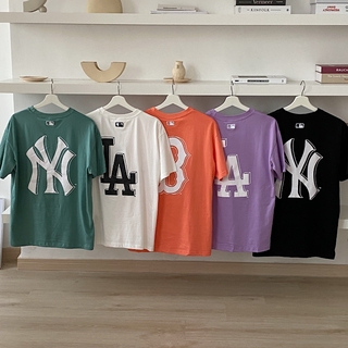 Áo Thun Cotton Ngắn Tay In Chữ Mlb Ny Cá Tính Cho Nam Và Nữ