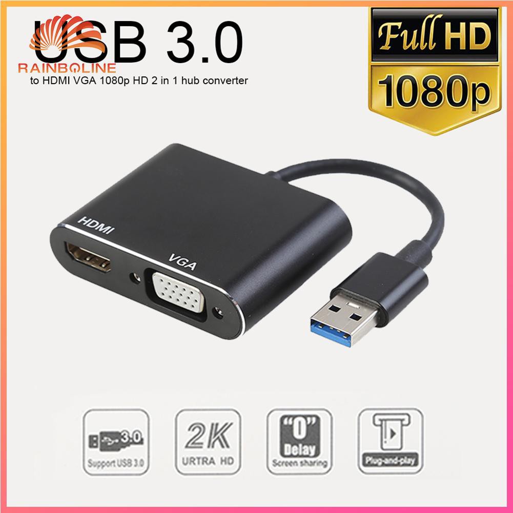 Bộ Chuyển Đổi Usb 3.0 Sang Hdmi-Compatible Vga 1080p Cho Windows 7 / 8 / 10 Pc Tv | BigBuy360 - bigbuy360.vn