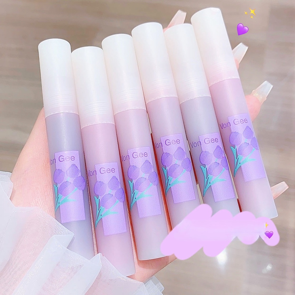 Von Gee Son Môi Chống Thấm Nước Lâu Trôi Màu Tím Hoa Tulip Nhung Mịn