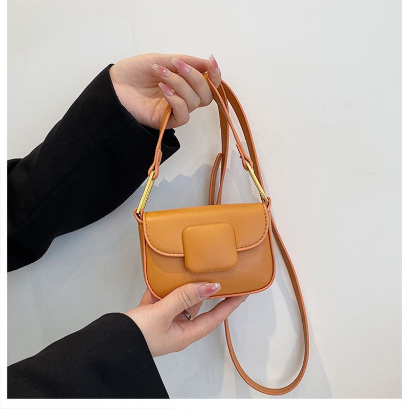 Túi Xách Da Mini Nữ Khóa Vuông, Túi Da Đeo Chéo Bé Gái Cao Cấp Thời Trang Trẻ Trung