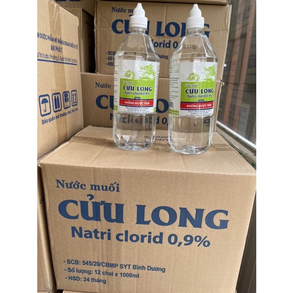 nước muối sinh lý 0,9% chai 1000 mL, hiệu cứu Long