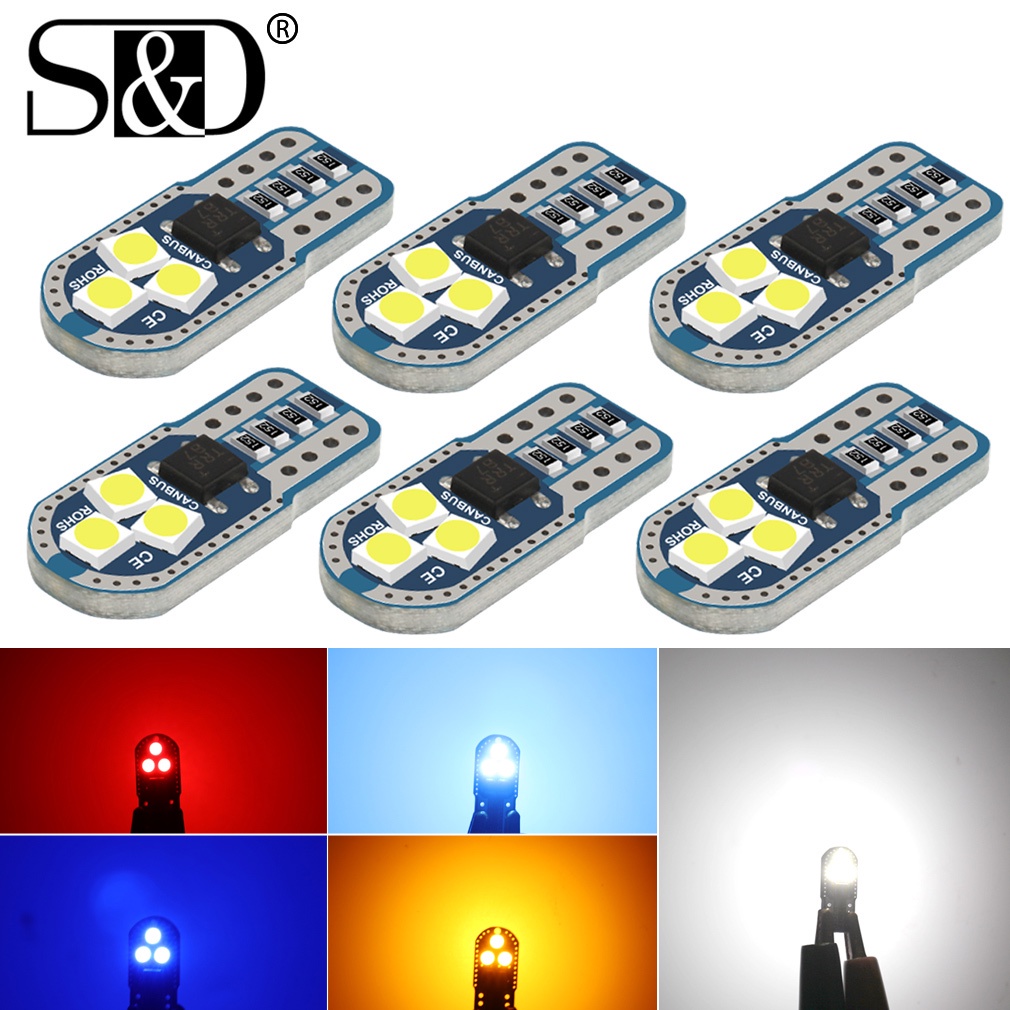 Set 1 Hoặc 2 Đèn led W5W T10 3030 6SMD Cho Xe Hơi