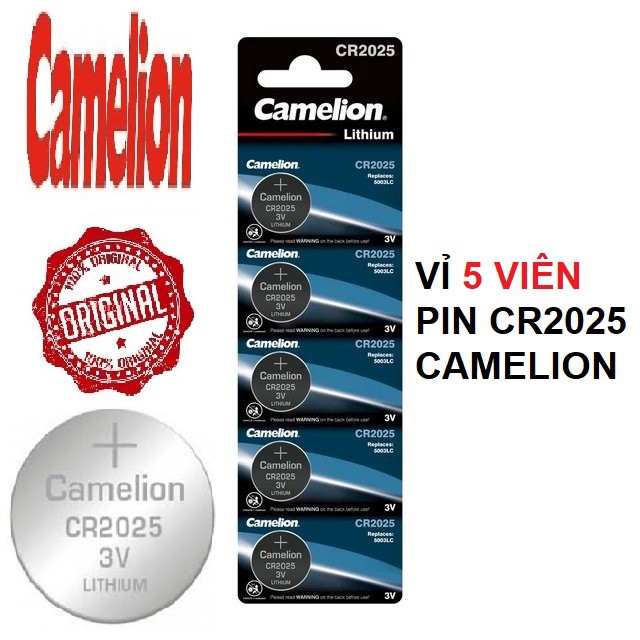 Vỉ 5 viên pin CR2025 3V CAMELION CR-2025 2025 3 Vol (Hàng hãng)