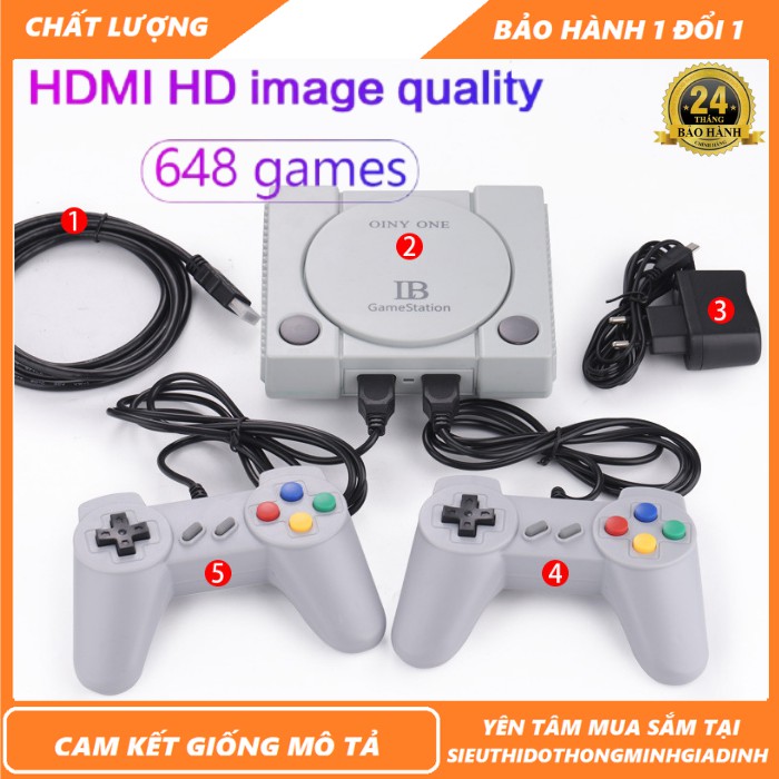 Máy Chơi Game Điện Tử 4 Nút 648 Trò 2 Tay Cầm Game psp 2 Người Chơi Có Game 16 Bit Kết Nối Tivi 4K Cổng Kết Nối HDMI