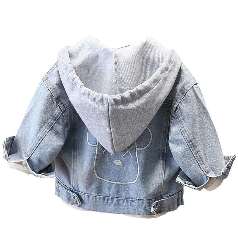 Áo Khoác Denim Chống Nắng Có Mũ Tháo Rời Được Thời Trang Cho Bé