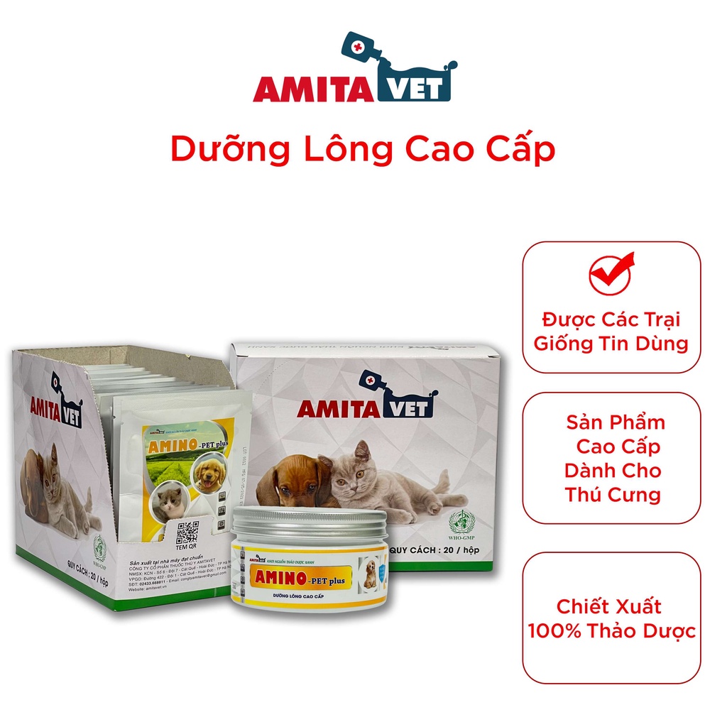 Dưỡng lông chó mèo AMINO-PET Plus 150G AMITAVET