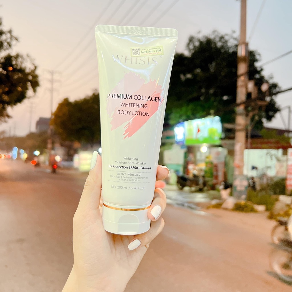 Kem Body WHISIS Trắng Da Chống Nắng - Premium Collagen Whitening Body Lotion 200ml