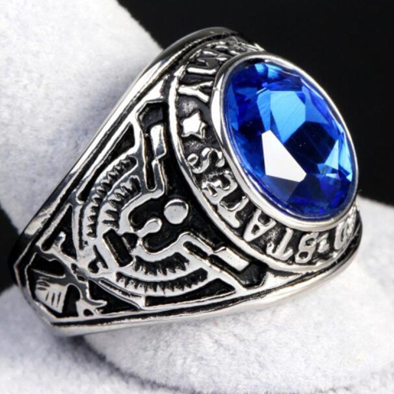 Nhẫn đá quý đại bàng bằng thép không gỉ cổ điển cho nam