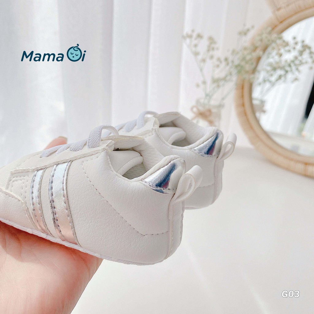 Giày bata cho bé giày tập đi thể thao màu trắng đế vải nhẹ chất da thời trắng cho bé của Mama Ơi - Thời trang cho bé