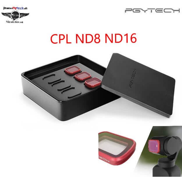 Bộ 3 filter CPL ND8 ND16 Osmo Pocket - Professional - PGYtech - Chính hãng - Giúp phơi sáng và giảm sáng lóa