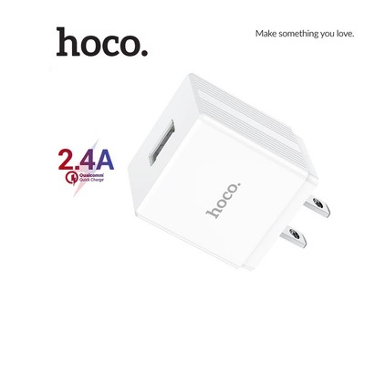 Củ sạc nhanh Hoco DC01 Plus chân dẹt 1 cổng USB sạc nhanh 2.4A chất liệu PC cao cấp
