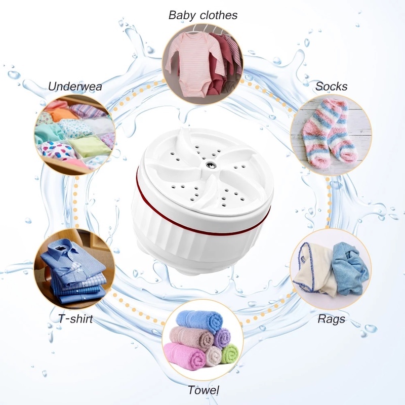 Máy Giặt Mini Sử Dụng Sóng Siêu Âm Làm Sạch Bụi Bẩn