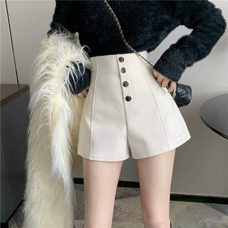 Short 4 khuy cách điệu   Sooc cạp cao -quần đùi nữ đẹp phong cách Hàn Quốc
