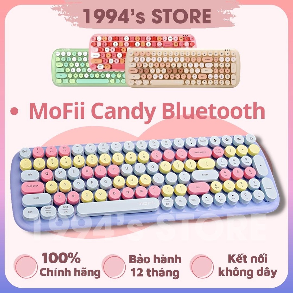 FREESSHIP Bàn phím giả cơ không dây MOFII CANDY Bluetooth - Kết nối 3 thiết bị cùng lúc -Không gây ồn - Nhiều quà tặnG