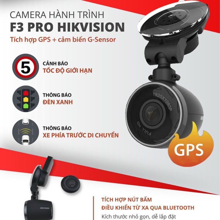 Camera hành trình ô tô Hikvision F3 Pro hàng chính hãng