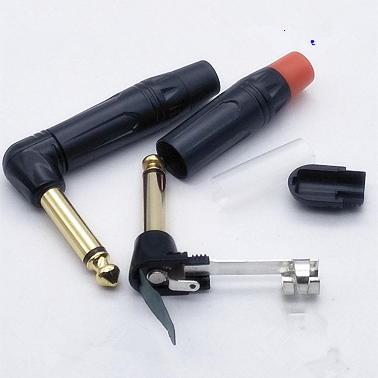 Jack 6.5 mono bẻ cong 90 vuông góc độ chân mạ vàng