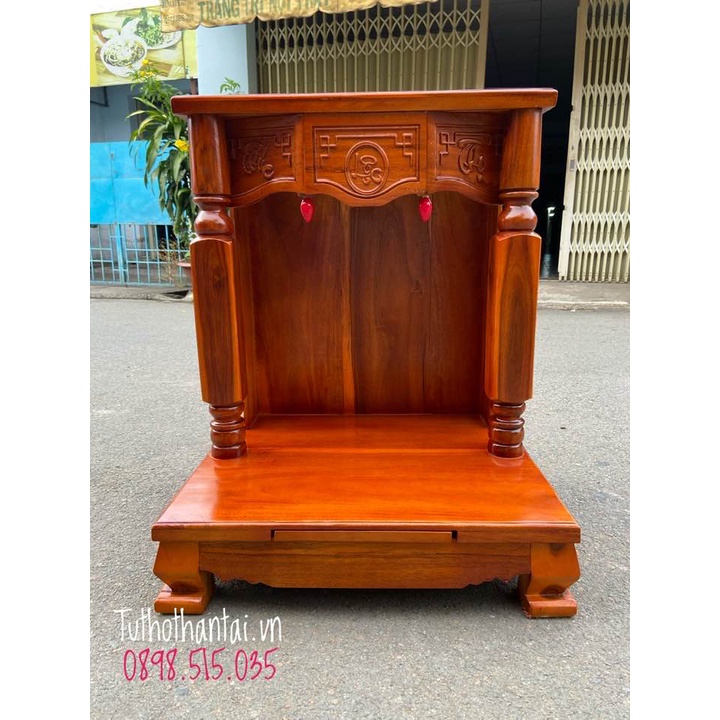 Bàn thờ thần tài gỗ Tràm cột vuông 60 x 75cm  - TUTHOTHANTAI.VN