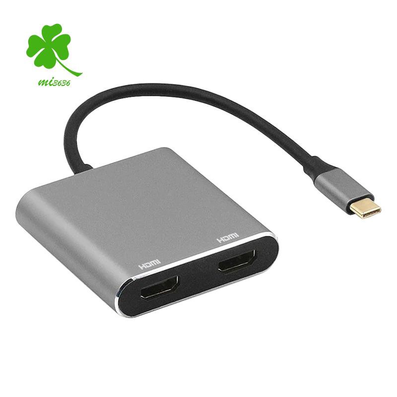 USB C to Dual HDMI Adapter 4K 4 in 1 Type C to Dual HDMI USB 3.0 Port for MAC OS Windows Android Linux USB C Device