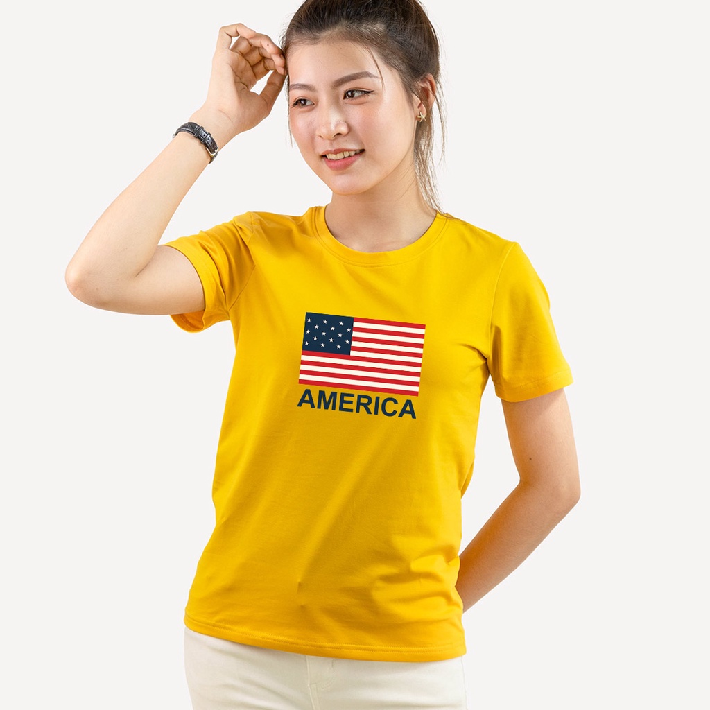Áo thun nữ TOLI cổ tròn màu Vàng in SWEET, 100% cotton 4 chiều mềm mịn, co dãn, form suông cơ bản