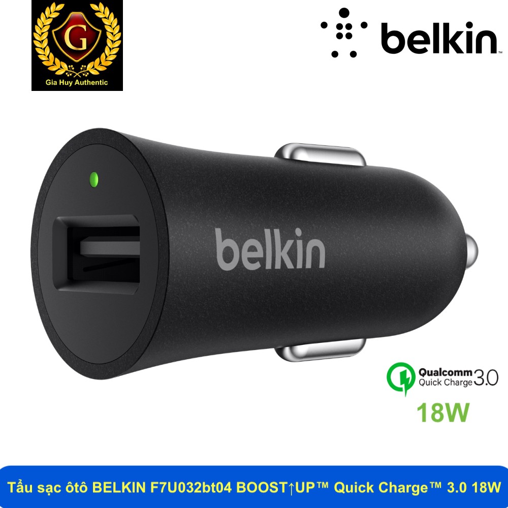 Tẩu sạc ôtô sạc nhanh điện thoại Android, S10, A71, A51 BELKIN F7U032bt04 BOOST↑UP™ Quick Charge™ 3.0 18W