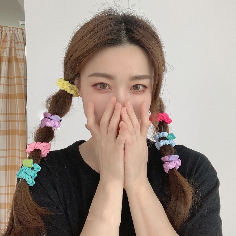 Dây Cột Tóc Vải Co Giãn Màu Kẹo Hình Mặt Cười Dễ Thương Phong Cách Hàn Quốc Cho Nữ