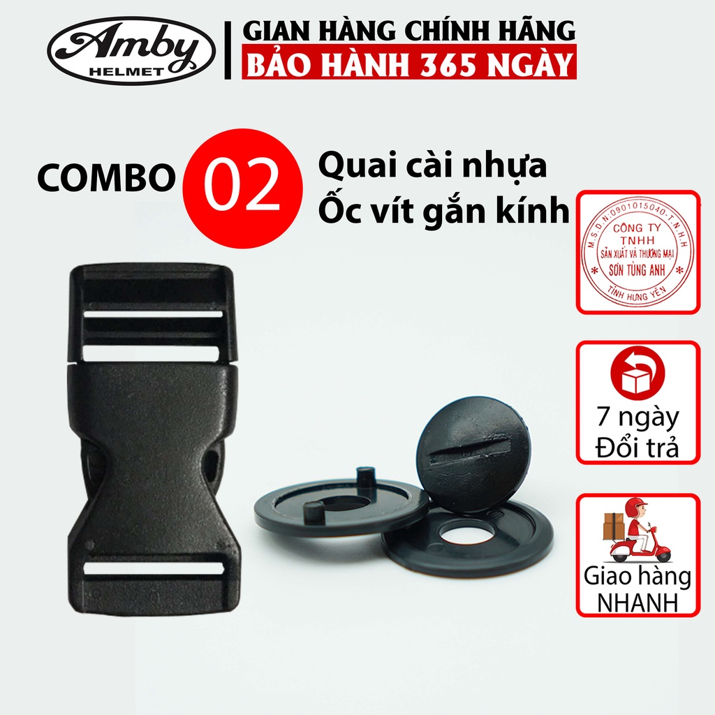 Combo 2 quai cài nhựa mũ bảo hiểm kèm 2 ốc vít gắn kính nón bảo hiểm