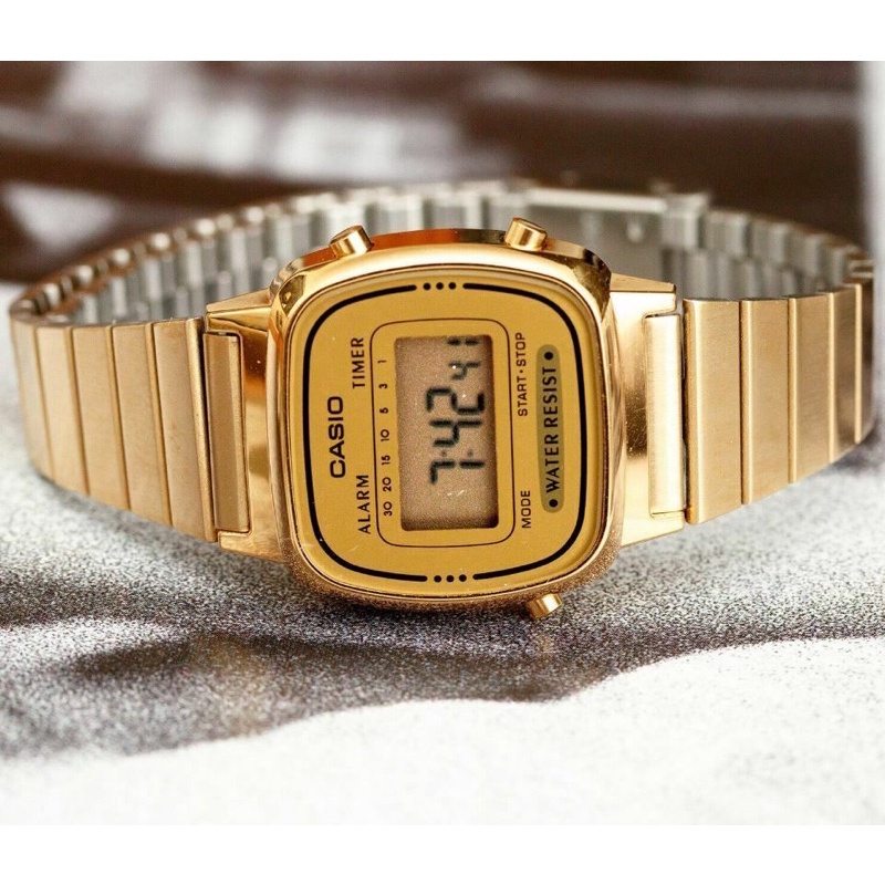Đồng hồ Nữ Casio LA670WGA-9, đồng hồ chính hãng, vàng mặt vàng