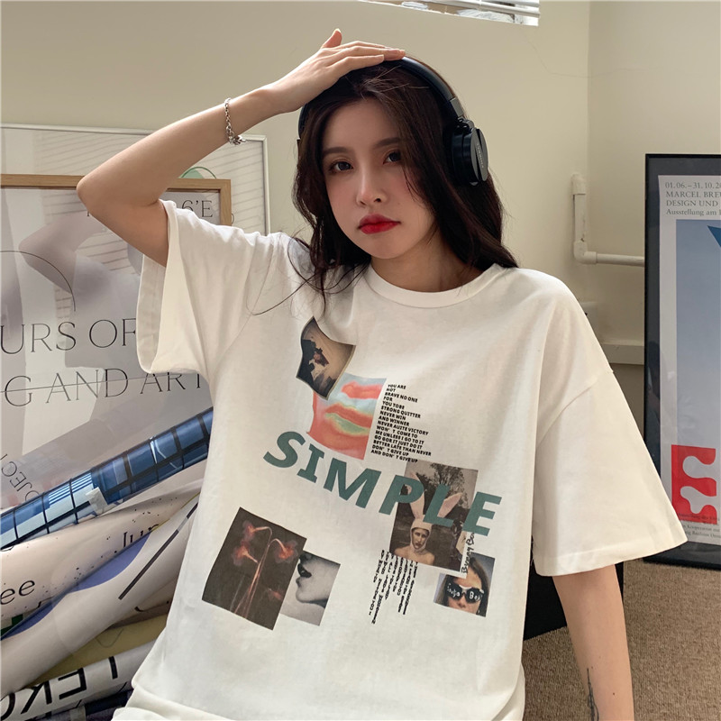 Áo Thun Ngắn Tay In Họa Tiết Thời Trang Cho Nữ