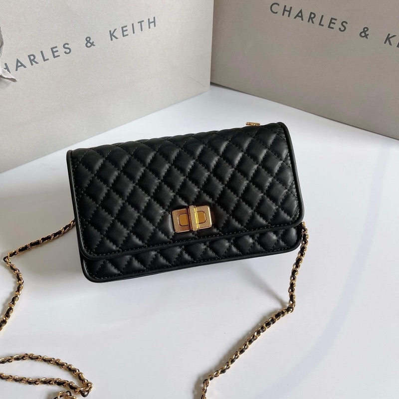 [Auth] Túi trám nữ Charles Quilted Turn-Lock Evening Clutch(CK2-70680973-4)